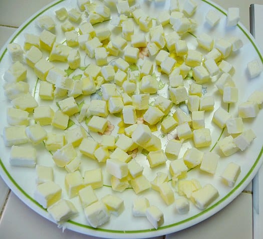 Pie crust: cubed butter