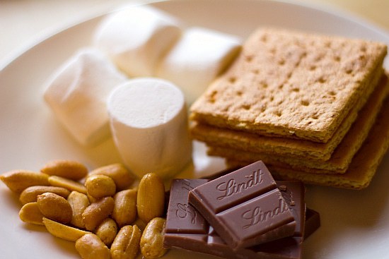 Graham crackers, marshmallows, chocolate, peanuts, oh my!