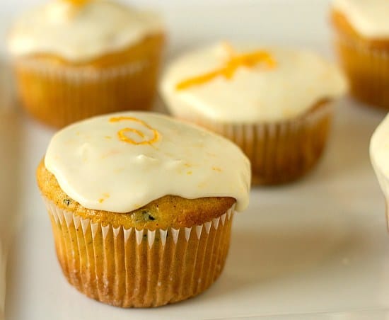 Zucchini-Pineapple Cupcakes with Orange Sour Cream Frosting