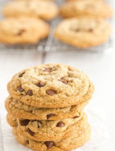 Cook's Illustrated Perfect Chocolate Chip Cookies are large, bakery-style chocolate chip cookies made with browned butter and dark brown sugar for a toffee-like flavor.
