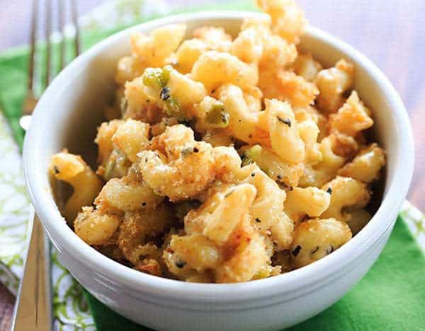 Hatch Chile Mac and Cheese - Perfectly cheesy with a kick! | http://www.browneyedbaker.com/hatch-chile-mac-and-cheese/