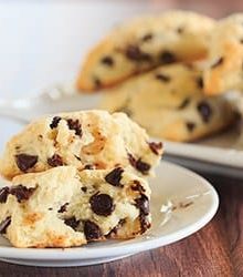 Chocolate Chip Scones - wonderfully tender and perfect alongside a cup of coffee for breakfast or dessert! | https://www.browneyedbaker.com/chocolatey-morning-goodness/