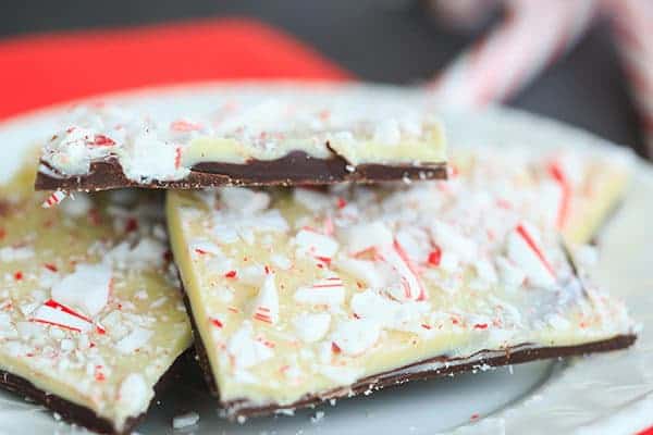 This classic peppermint bark has layers of dark chocolate, white chocolate and crushed candy canes. | browneyedbaker.com