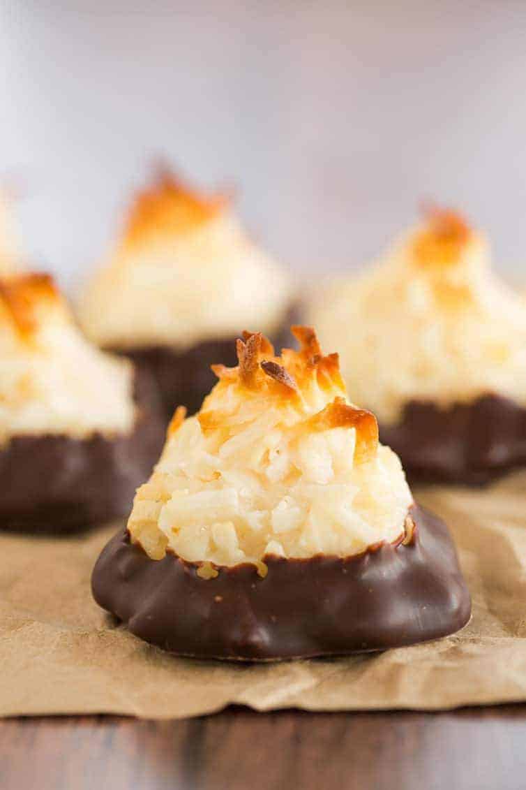 Coconut Macaroons - These chocolate-dipped coconut macaroons are so easy to make and always a crowd favorite!