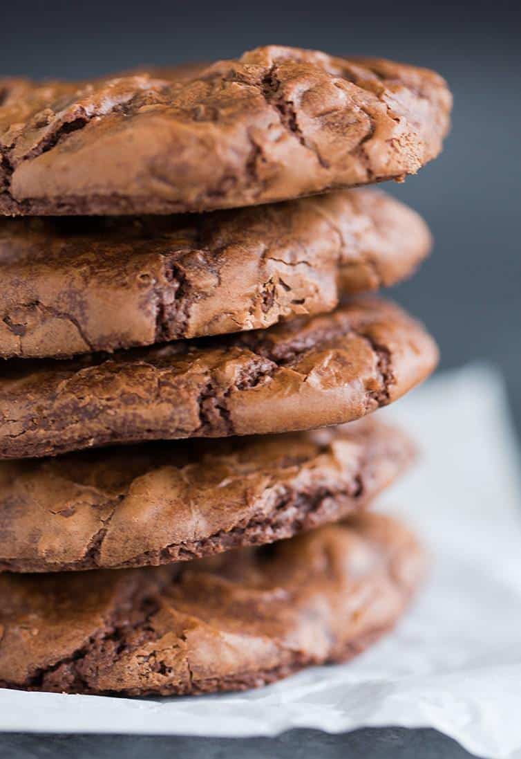 A big stack of Better-Than-Brownies Chocolate Cookies - An easy chocolate cookie recipe!