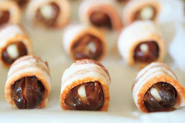 Cheesy Bacon-Wrapped Dates - Super easy and only THREE ingredients! | browneyedbaker.com