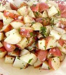 Potato salad in a serving bowl.