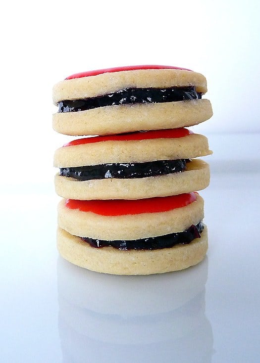 Stack of 3 empire cookies.