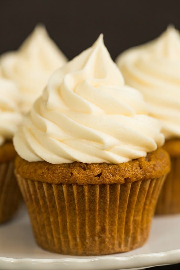 Pumpkin Cupcakes with Cream Cheese Frosting - A perfect fall treat! | browneyedbaker.com