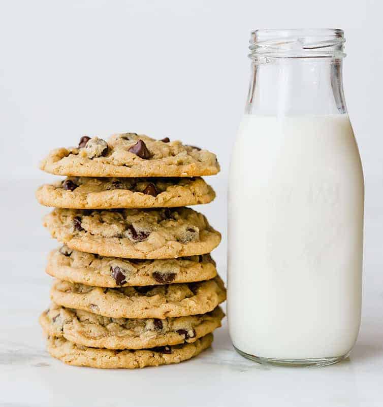 Chocolate chip cookies and milk.