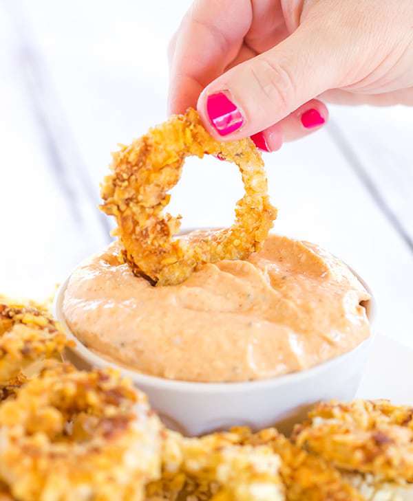 These oven-fried onion rings are less mess than the deep-fried version, but just as crunchy and delicious!