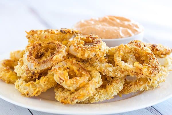 These oven-fried onion rings are less mess than the deep-fried version, but just as crunchy and delicious!