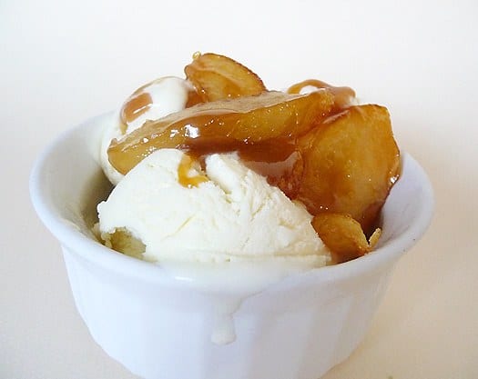 Cinnamon Ice Cream with Sauteed Apples and Caramel