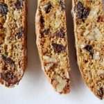 3 pieces of fig and walnut biscotti.