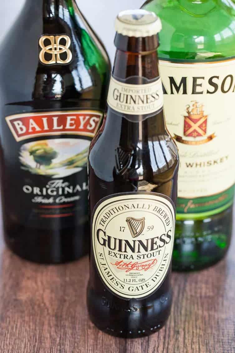 Irish Car Bomb Cupcakes :: Guinness chocolate cake, Jameson whiskey ganache filling, and Baileys buttercream frosting.