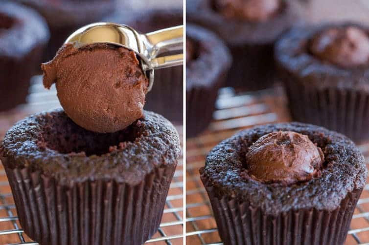 Irish Car Bomb Cupcakes :: Guinness chocolate cake, Jameson whiskey ganache filling, and Baileys buttercream frosting.