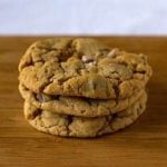 Stack of 3 peanut butter Snickers cookies.