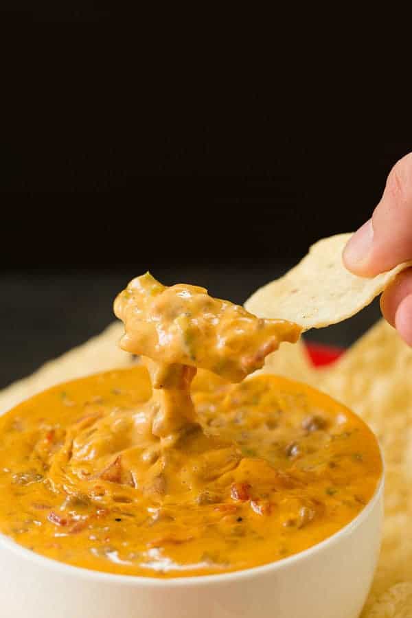 Slow Cooker Spicy Beef Queso Dip | browneyedbaker.com