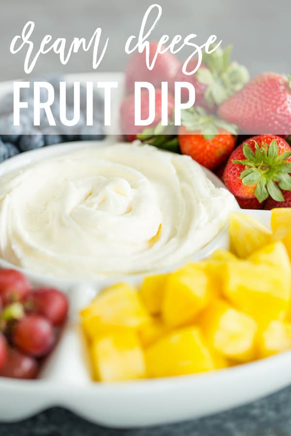 Fruit Dip :: This easy recipe is the best! Made with just two ingredients - cream cheese and marshmallow creme - it takes only minutes to prepare and is the perfect addition to summer fruit trays. #browneyedbaker #fruitdip #creamcheese #marshmallowcreme #marshmallowfluff