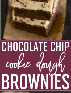 Chocolate Chip Cookie Dough Brownies - A basic fudgy brownie recipe is topped with egg-free cookie dough. A cookie dough lover's dream come true!