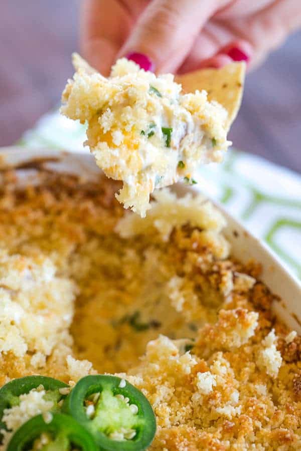 Jalapeno Popper Dip is creamy, cheesy and has just the perfect amount of kick. Great for your next party or watching the big game!