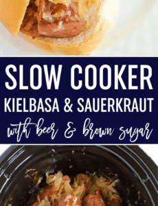 Slow Cooker Kielbasa and Sauerkraut is made with just the addition of beer and brown sugar - easy, delicious and perfect for parties!