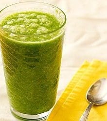 Green smoothie in a glass.