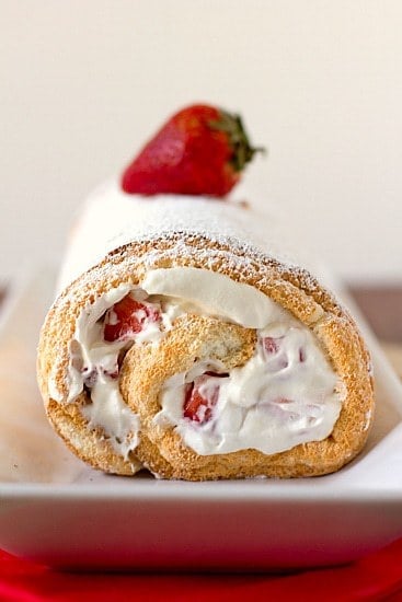 Strawberries And Cream Angel Food Cake Roll Brown Eyed Baker