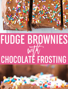 These chocolate frosted brownies start with fudge brownies and are topped with a luscious chocolate buttercream frosting.