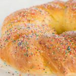Italian Easter Bread - An old family recipe flavored with orange and anise, glazed with a sugar icing and decorated with sprinkles.