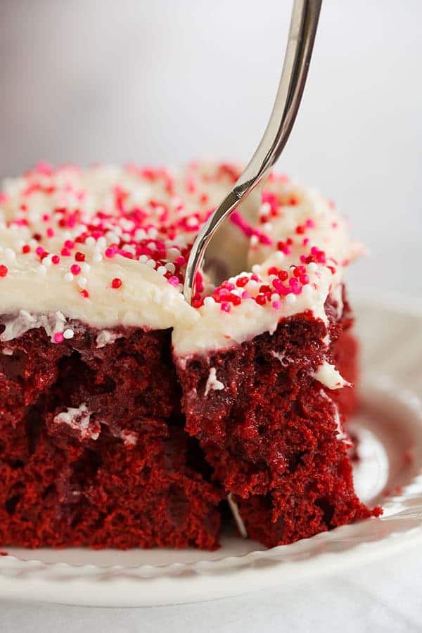 Mini Red Velvet Bundt Cakes with Cream Cheese Frosting - 7 Empty Plates