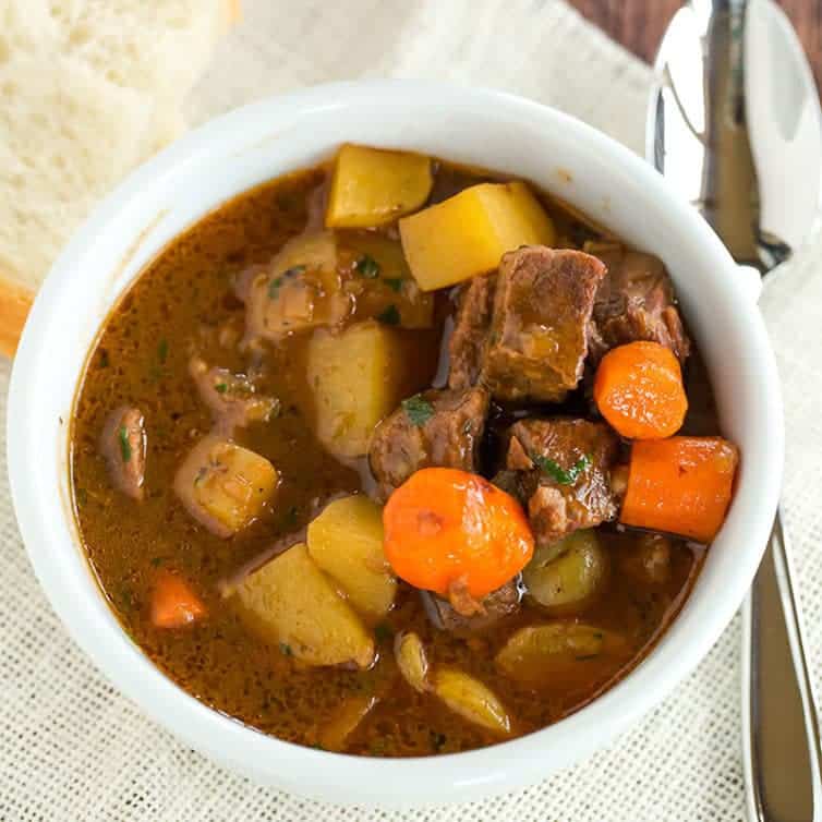 This Guinness Beef Stew recipe is rich and hearty, with a robust gravy-like sauce that is flavored by Guinness. A must for St. Patrick's Day!