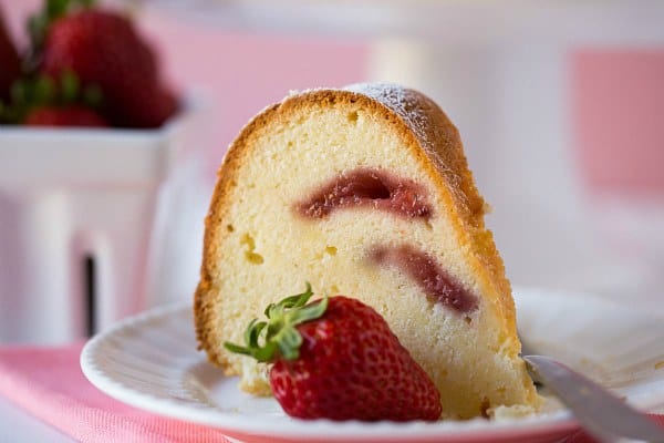 Strawberry Swirl Cream Cheese Pound Cake