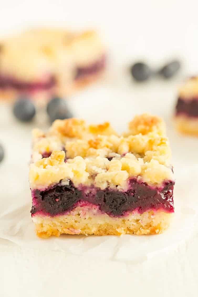 Blueberry Crumb Bars - A fabulous blueberry filling between two layers of crumb mixture!