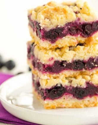 Blueberry Crumb Bars - A big stack waiting for your summer party!