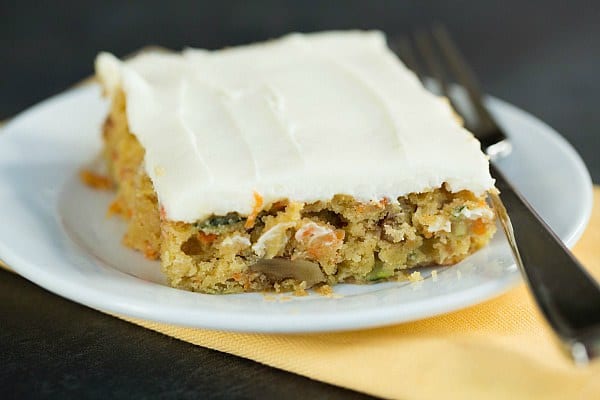 Carrot-Zucchini Bars with Cream Cheese Icing by @browneyedbaker :: www.browneyedbaker.com