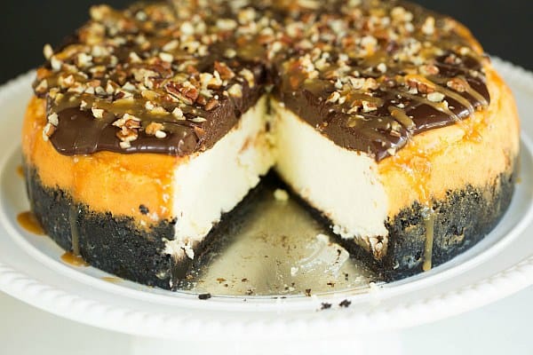 Turtle Cheesecake by @browneyedbaker :: www.browneyedbaker.com