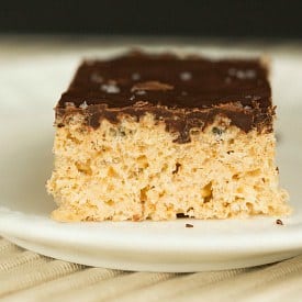 Salted Caramel Rice Krispies Treats with Dark Chocolate