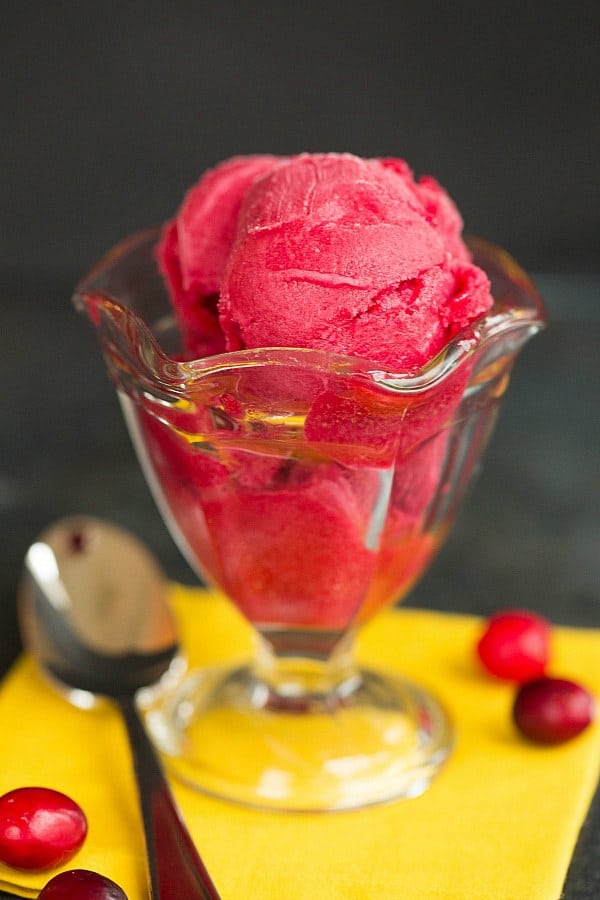 Cranberry Sorbet Recipe by @browneyedbaker :: www.browneyedbaker.com