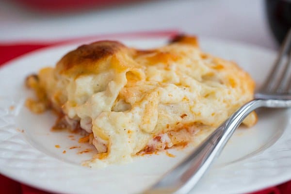 Cheesy Lasagna Bolognese | browneyedbaker.com #recipe #pasta