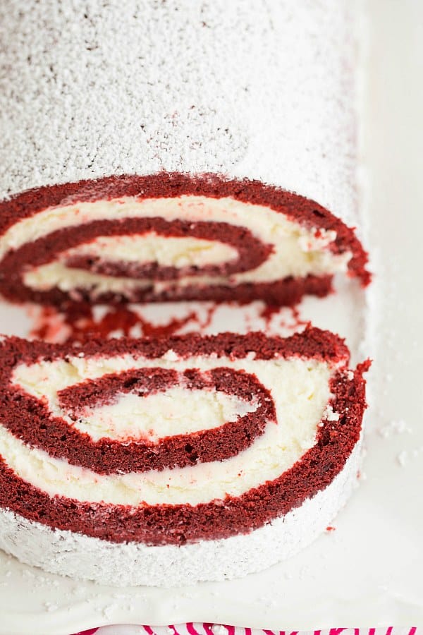 Red Velvet Roll Cake | browneyedbaker.com #recipe #ValentinesDay