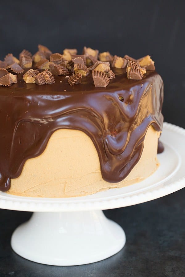 Peanut Butter Cup Overload Cake | browneyedbaker.com #recipe