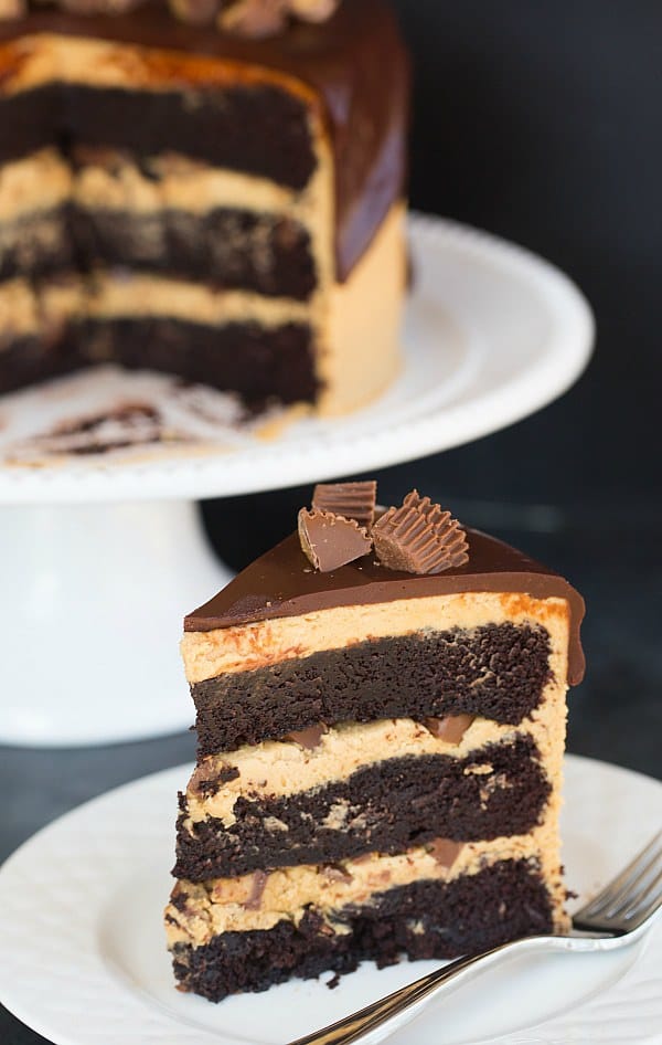 Peanut Butter Cup Overload Cake | browneyedbaker.com #recipe