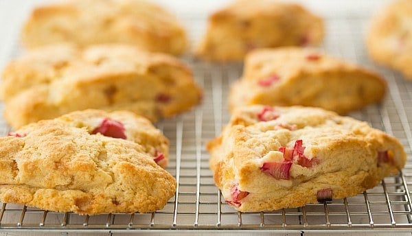 Vanilla Bean Rhubarb-Ginger Scones | browneyedbaker.com