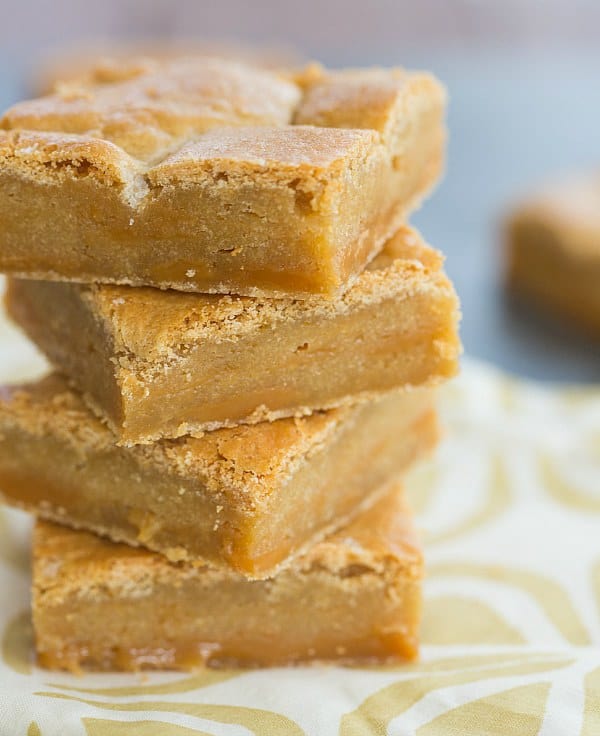 Salted Caramel Blondies | browneyedbaker.com #recipe