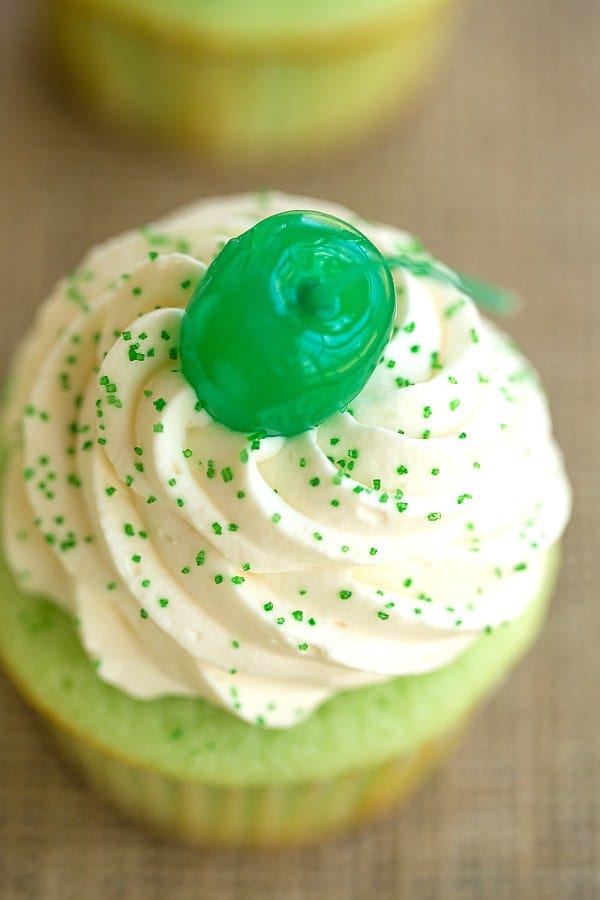 Shamrock Shake Cupcakes | browneyedbaker.com #recipe #StPatricksDay