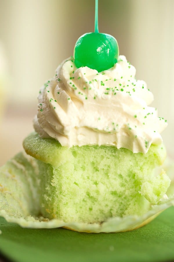 Shamrock Shake Cupcakes | browneyedbaker.com #recipe #StPatricksDay