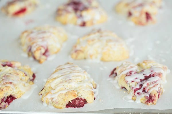 Meyer Lemon-Raspberry Scones | browneyedbaker.com #recipe #MothersDay