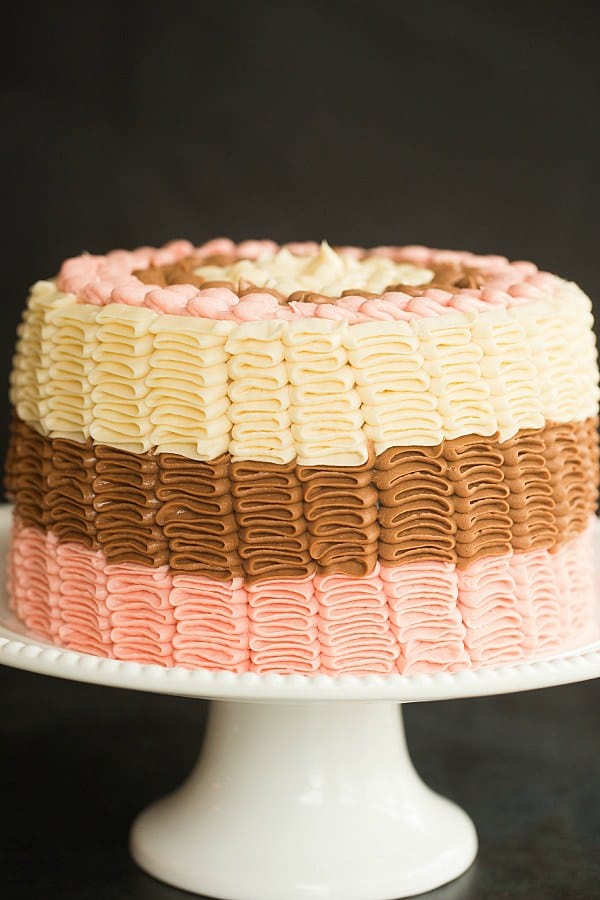 Neapolitan Cake | browneyedbaker.com #recipe