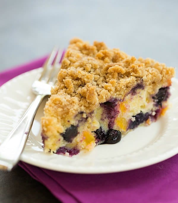 Blueberry-Peach Coffee Cake | browneyedbaker.com